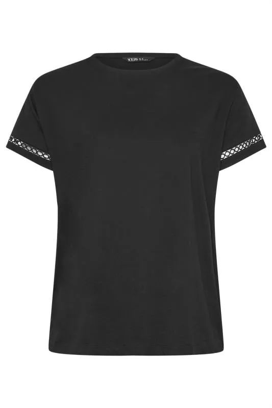 LIMITED COLLECTION - T-Shirt Noir Manches Courtes Design Crochet