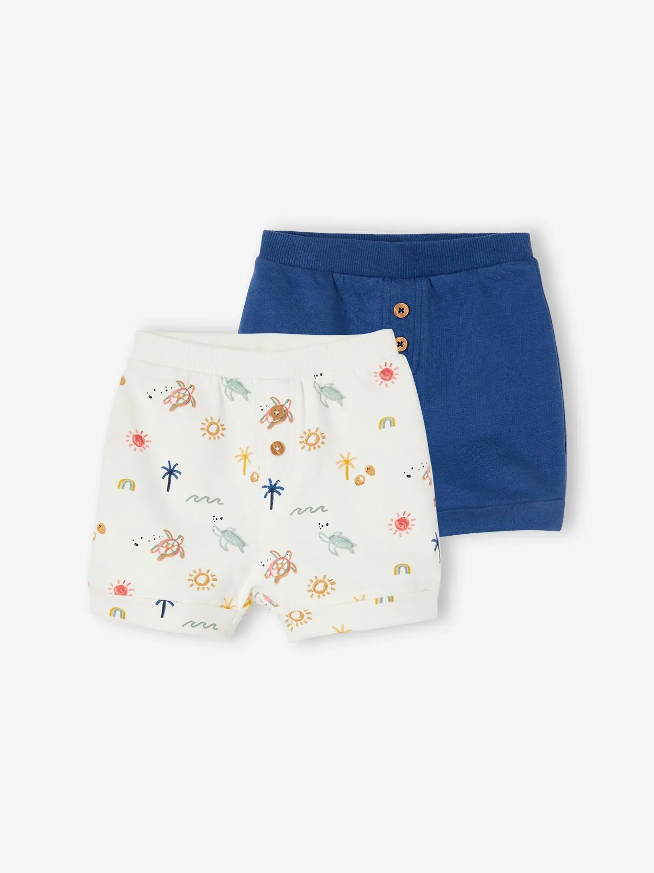 Lot de 2 shorts en molleton bébé vert d'eau - Vertbaudet