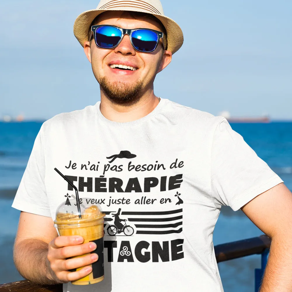 Lot T-Shirt + Mug humour Breton | pas besoin de Thérapie, BRETAGNE | imprimé en France | idée cadeau souvenir