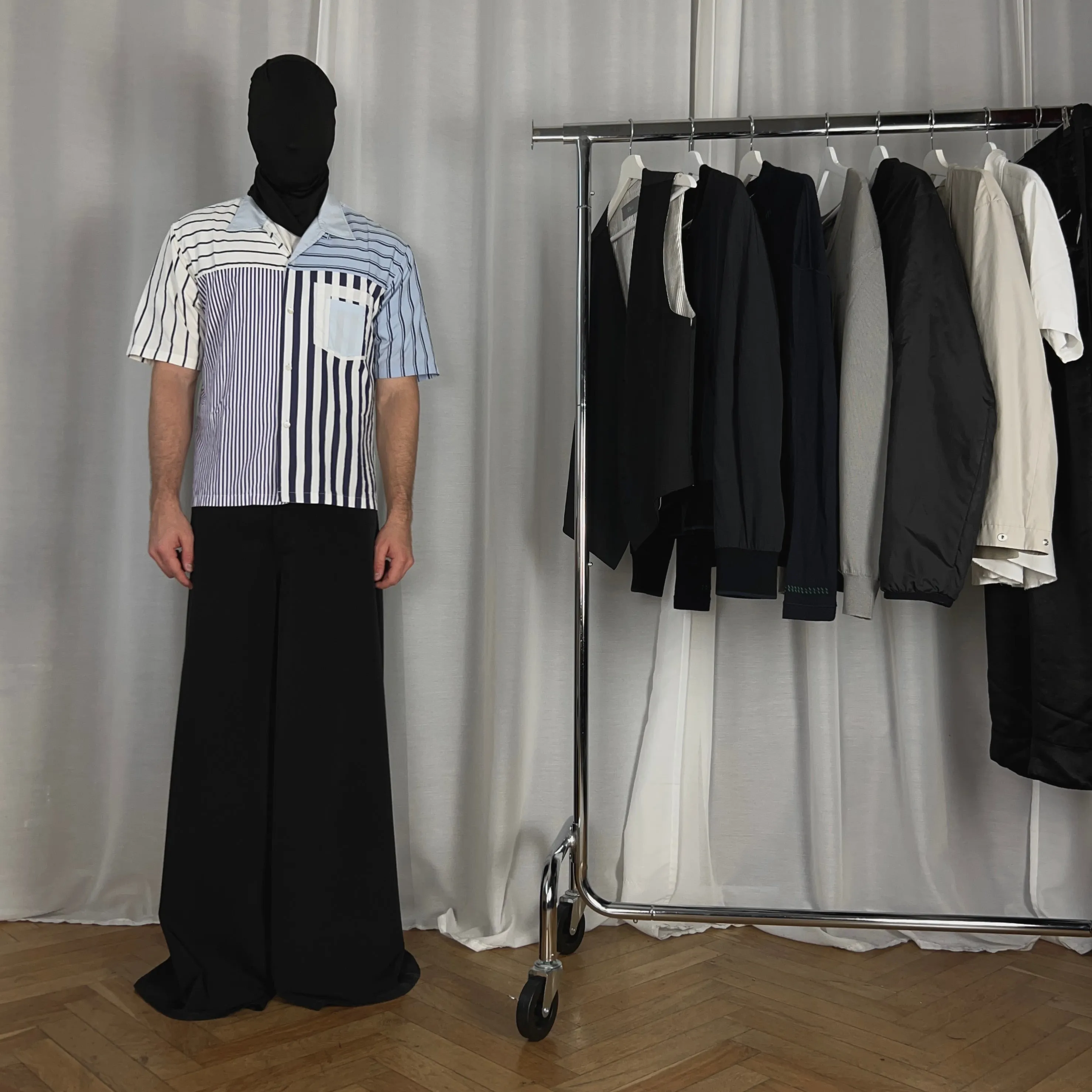 Maison Margiela Patchwork Striped Asymmetrical Shirt - SS19