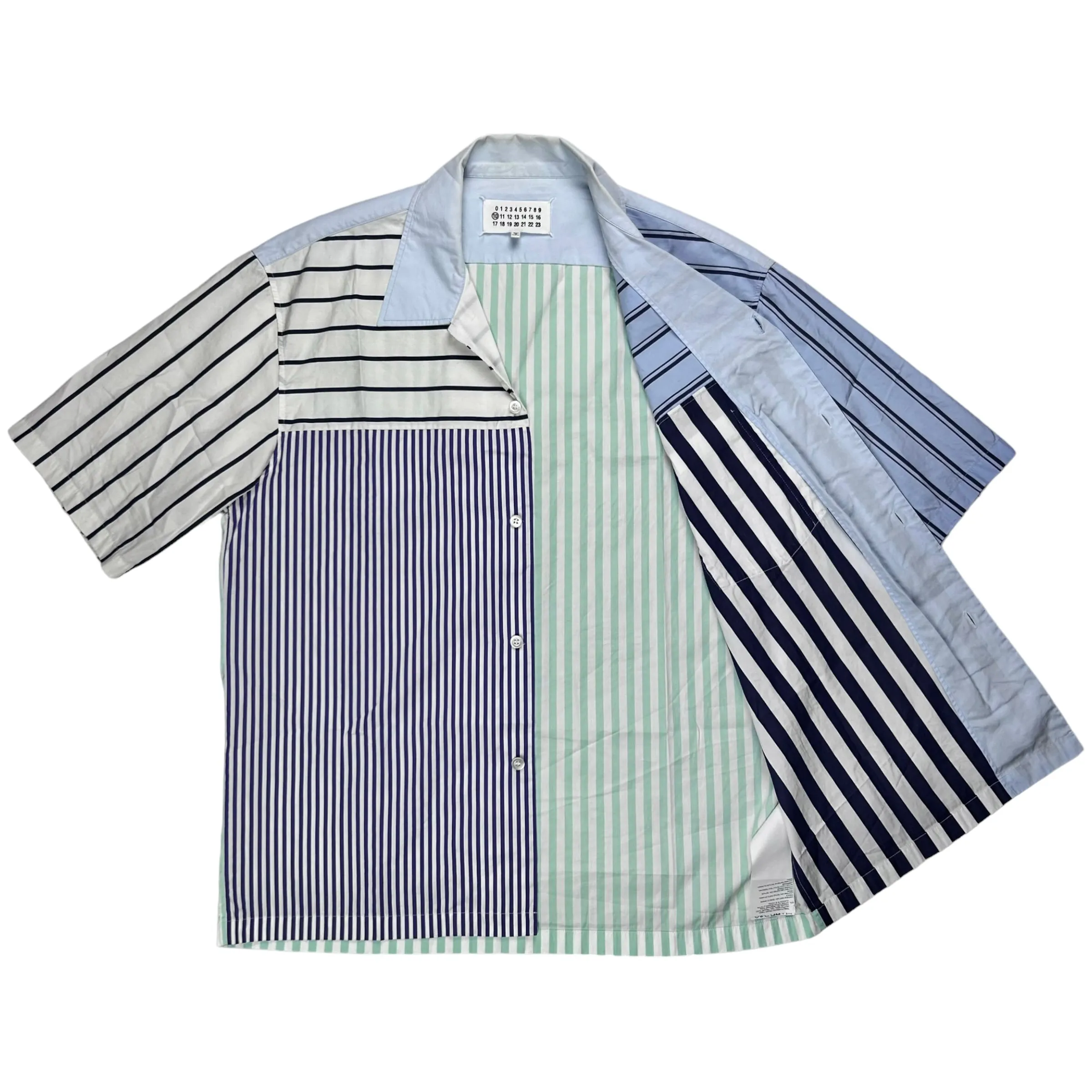 Maison Margiela Patchwork Striped Asymmetrical Shirt - SS19