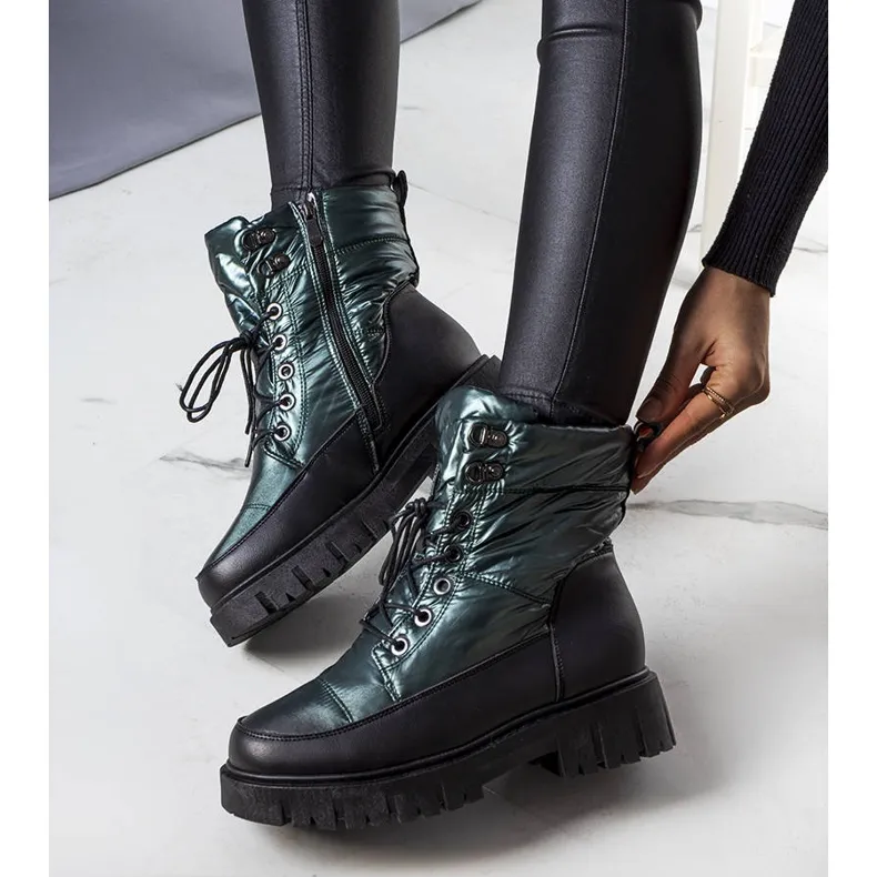 PA1 Bottes de neige femme Anderson vertes le noir