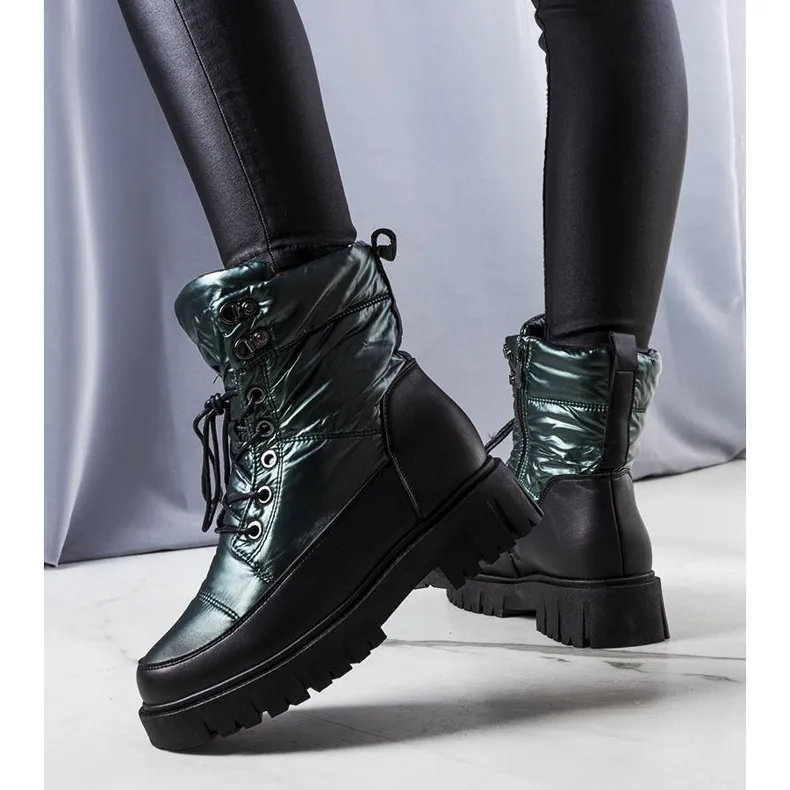 PA1 Bottes de neige femme Anderson vertes le noir