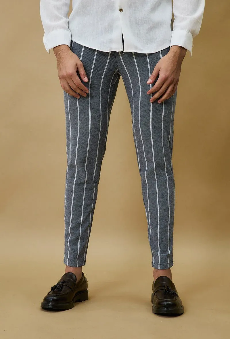 Pantalon classique à rayures stretch