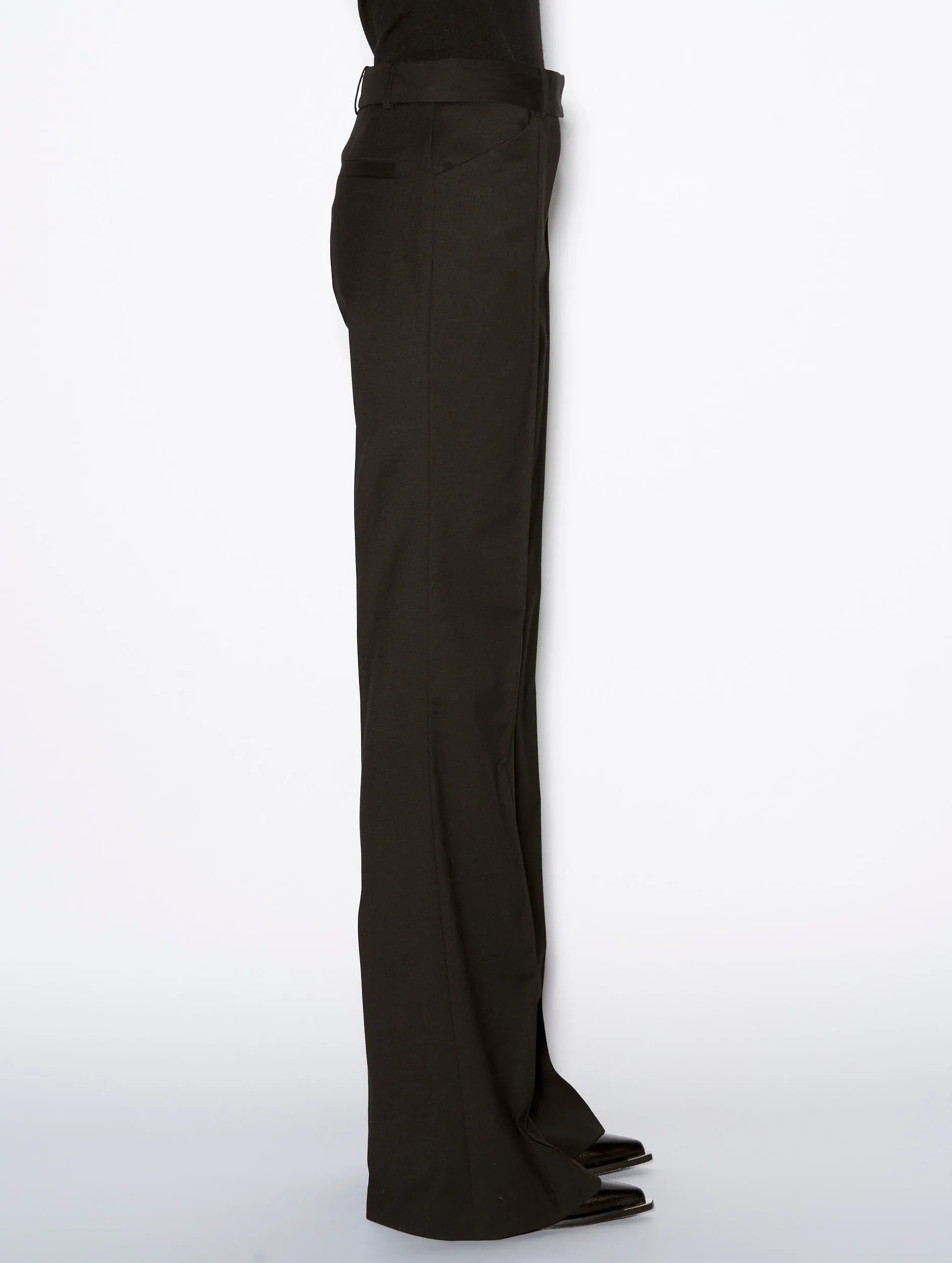 Pantalon coupe flare en gabardine de laine noir