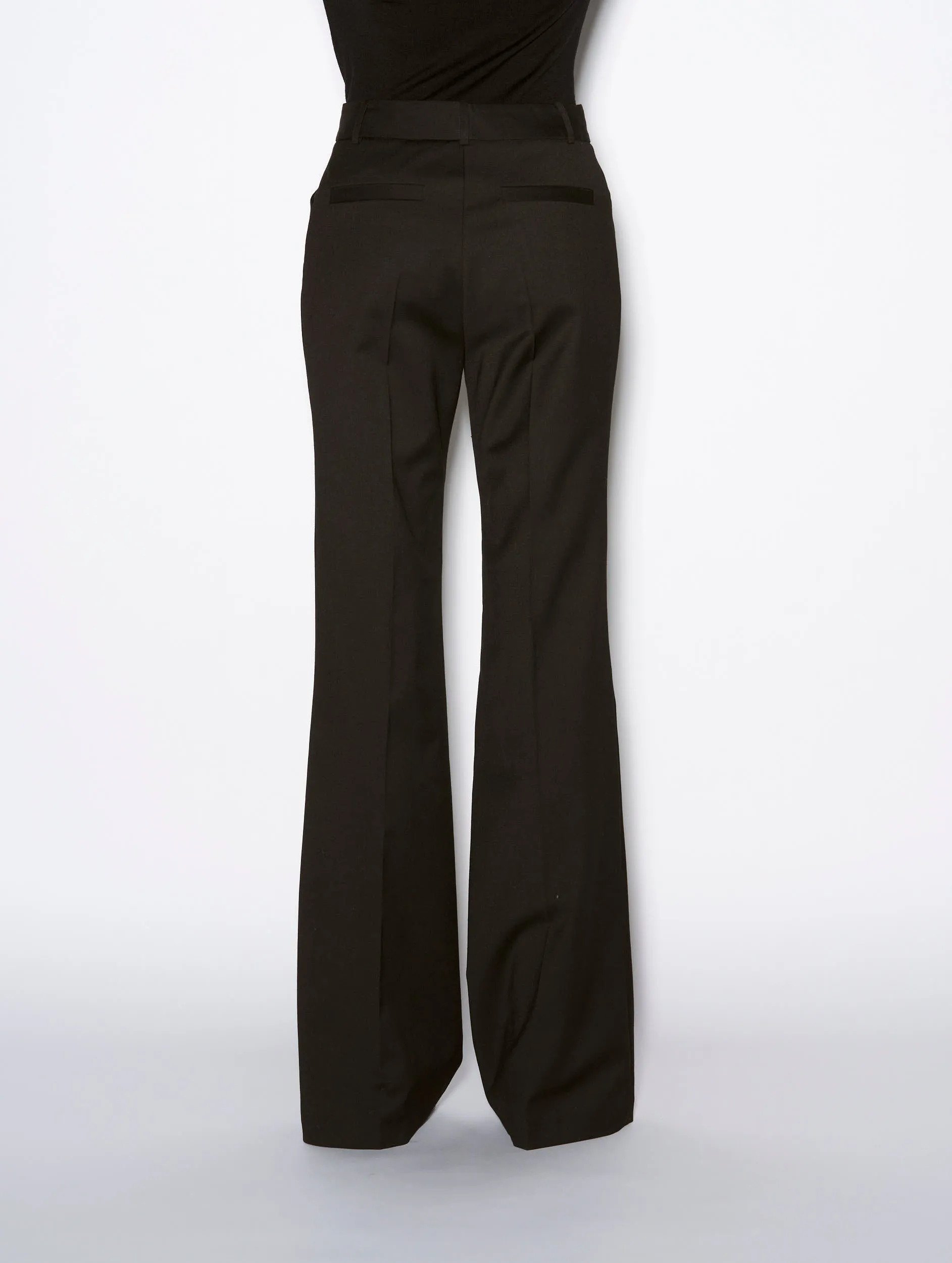 Pantalon coupe flare en gabardine de laine noir