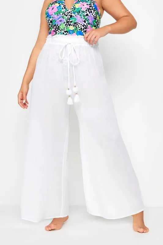 Pantalon de Plage Blanc Wide Leg