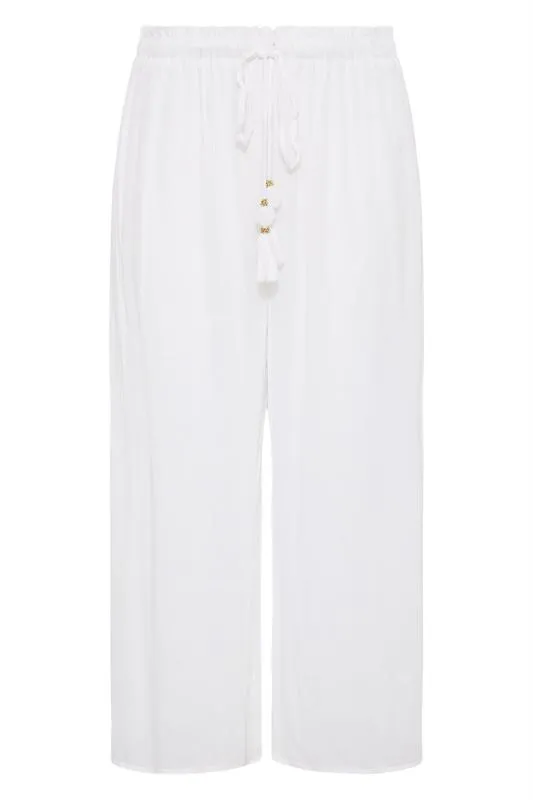 Pantalon de Plage Blanc Wide Leg