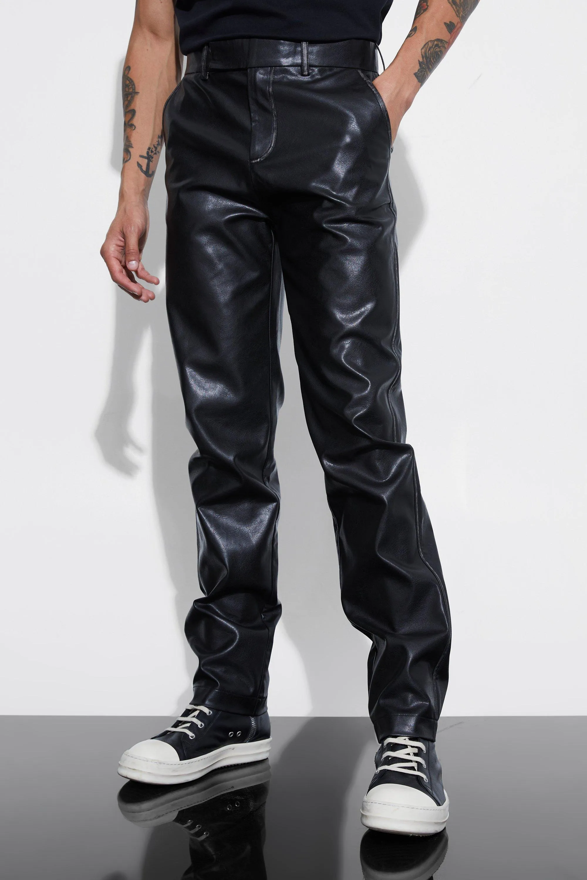 Pantalon droit en simili