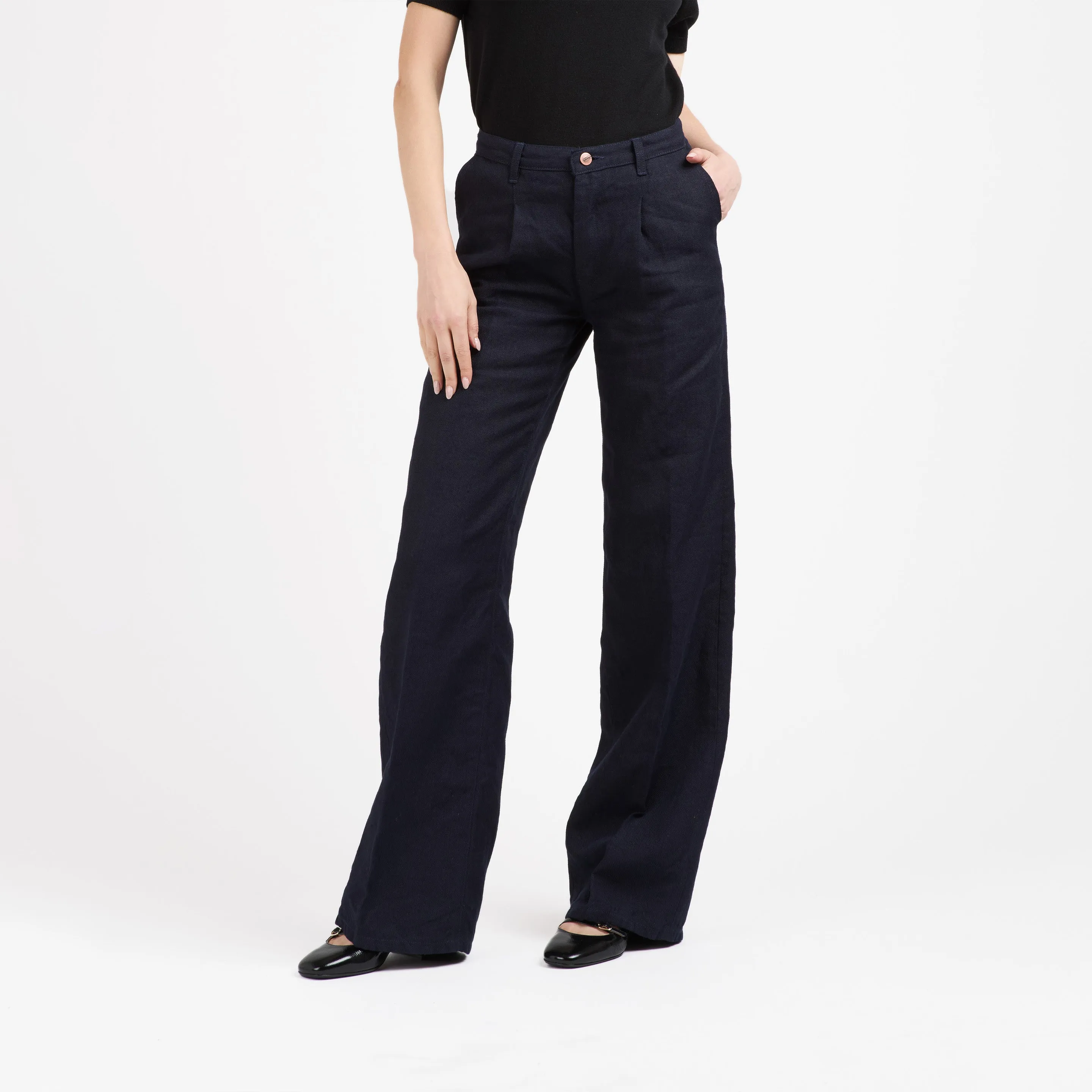 Pantalon femme droit taille haute 100% Lin - Gabi