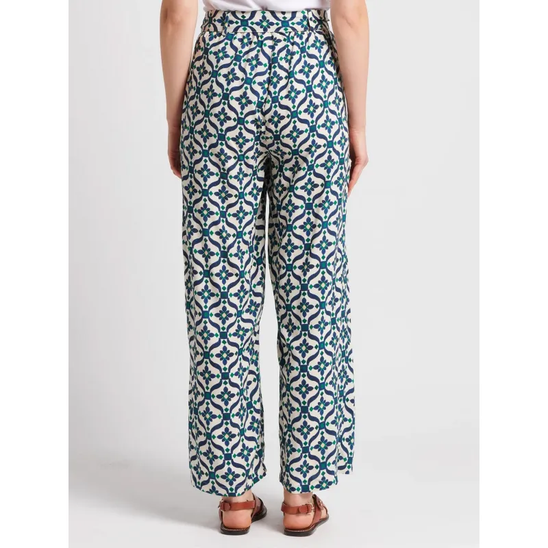 Pantalon fluide prisco écru bleu vert femme - La Petite Etoile | wimod