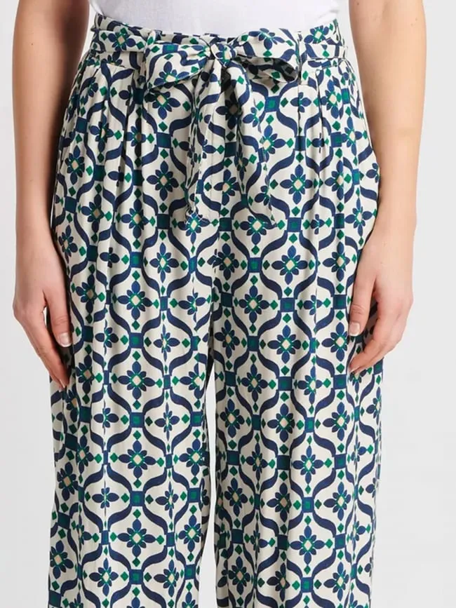 Pantalon fluide prisco écru bleu vert femme - La Petite Etoile | wimod