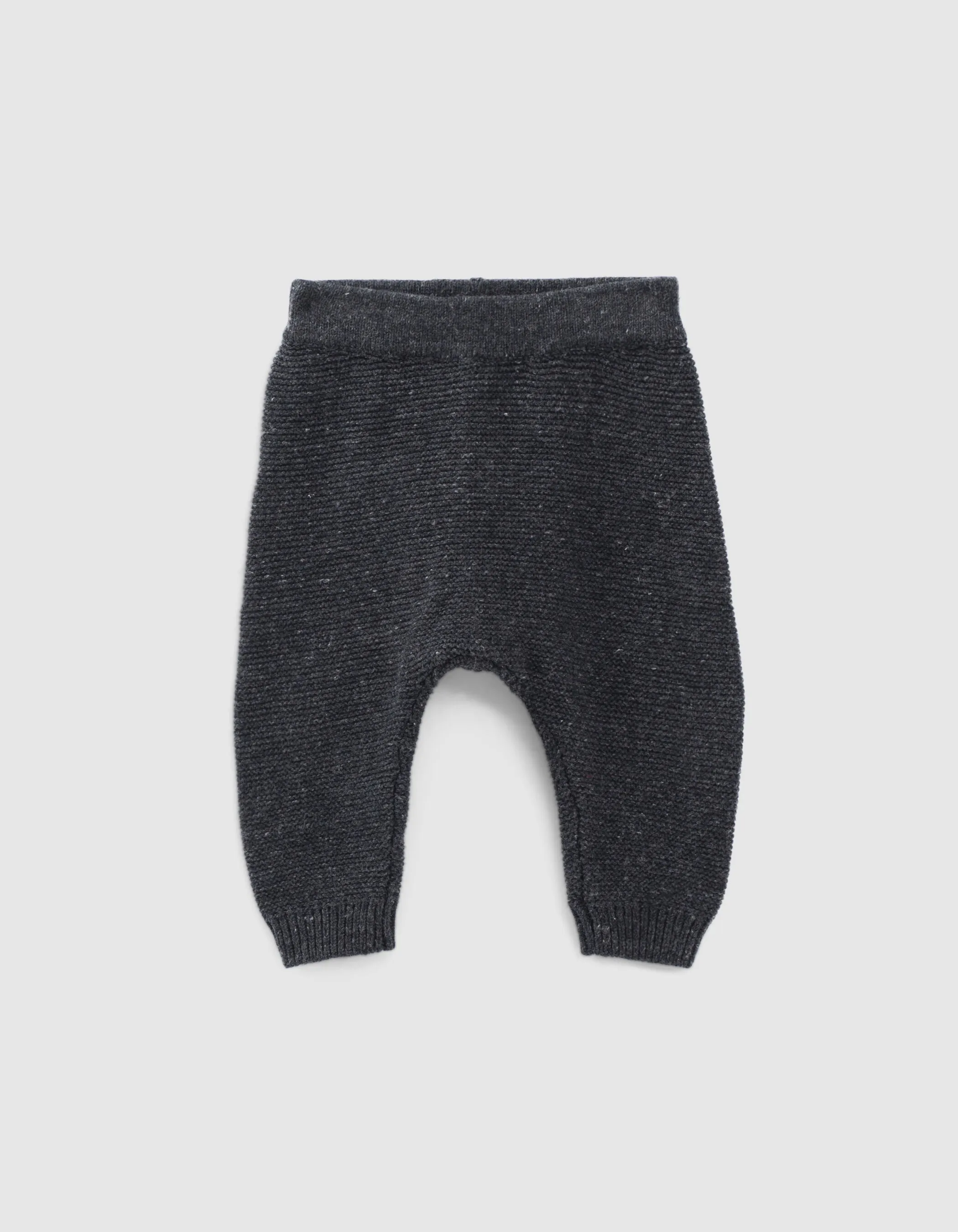 Pantalon gris chiné en tricot coton bio bébé