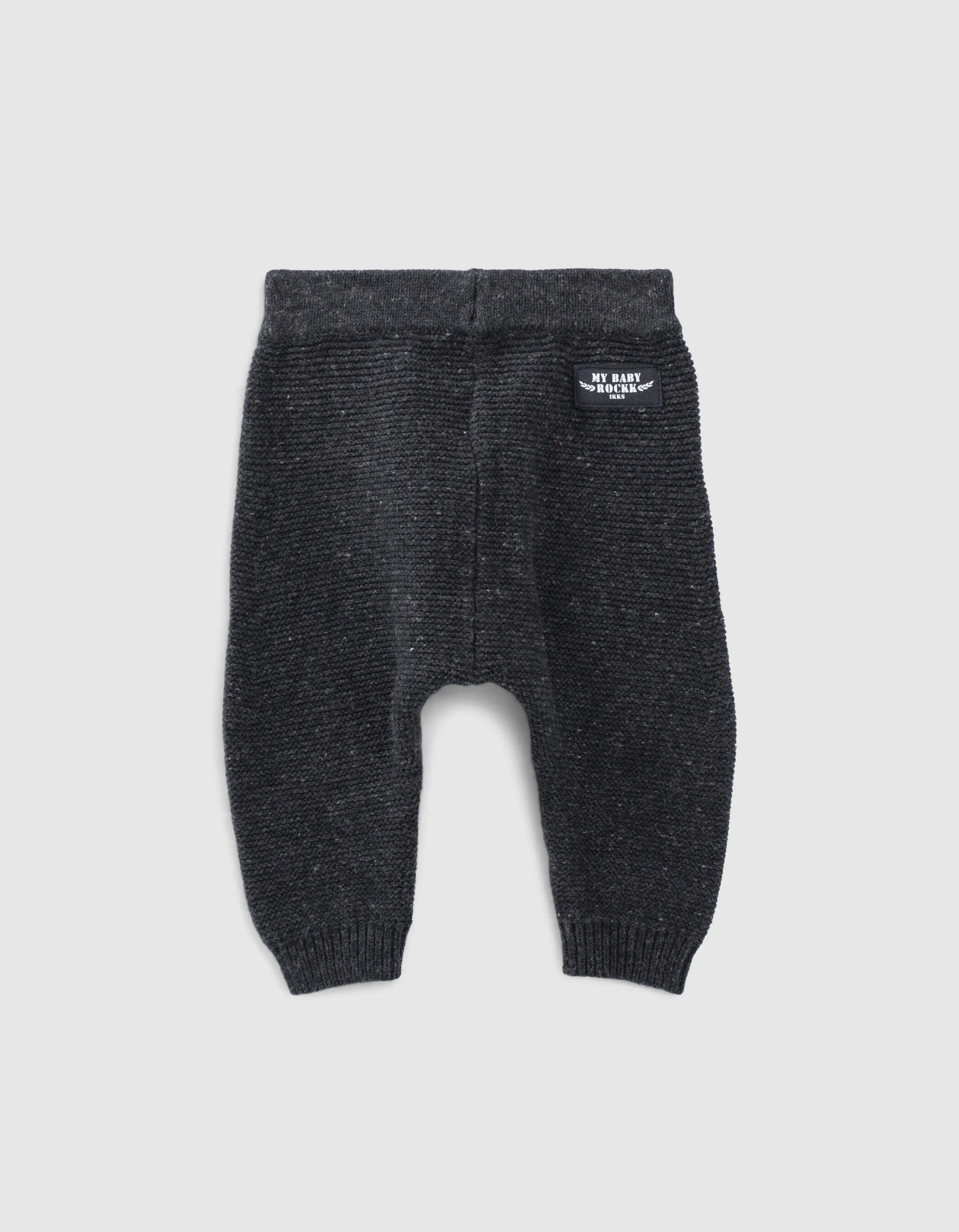 Pantalon gris chiné en tricot coton bio bébé