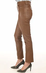 Pantalon Jean cuir stretch cognac La Canadienne - La Canadienne - Pantalons / shorts Cuir Cognac