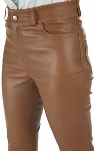 Pantalon Jean cuir stretch cognac La Canadienne - La Canadienne - Pantalons / shorts Cuir Cognac