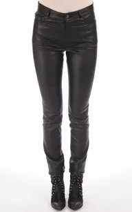 Pantalon Jean cuir stretch noir La Canadienne - La Canadienne - Pantalons / shorts Cuir Noir