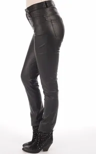 Pantalon Jean cuir stretch noir La Canadienne - La Canadienne - Pantalons / shorts Cuir Noir