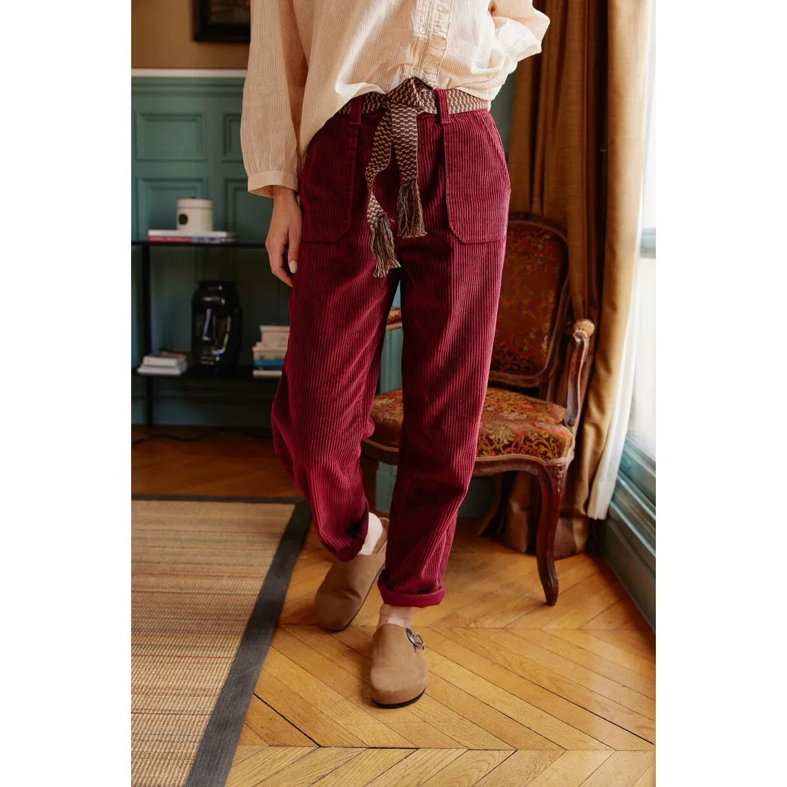 Pantalon MARISOL - Framboise Cuite bordeaux en coton | 3 Suisses