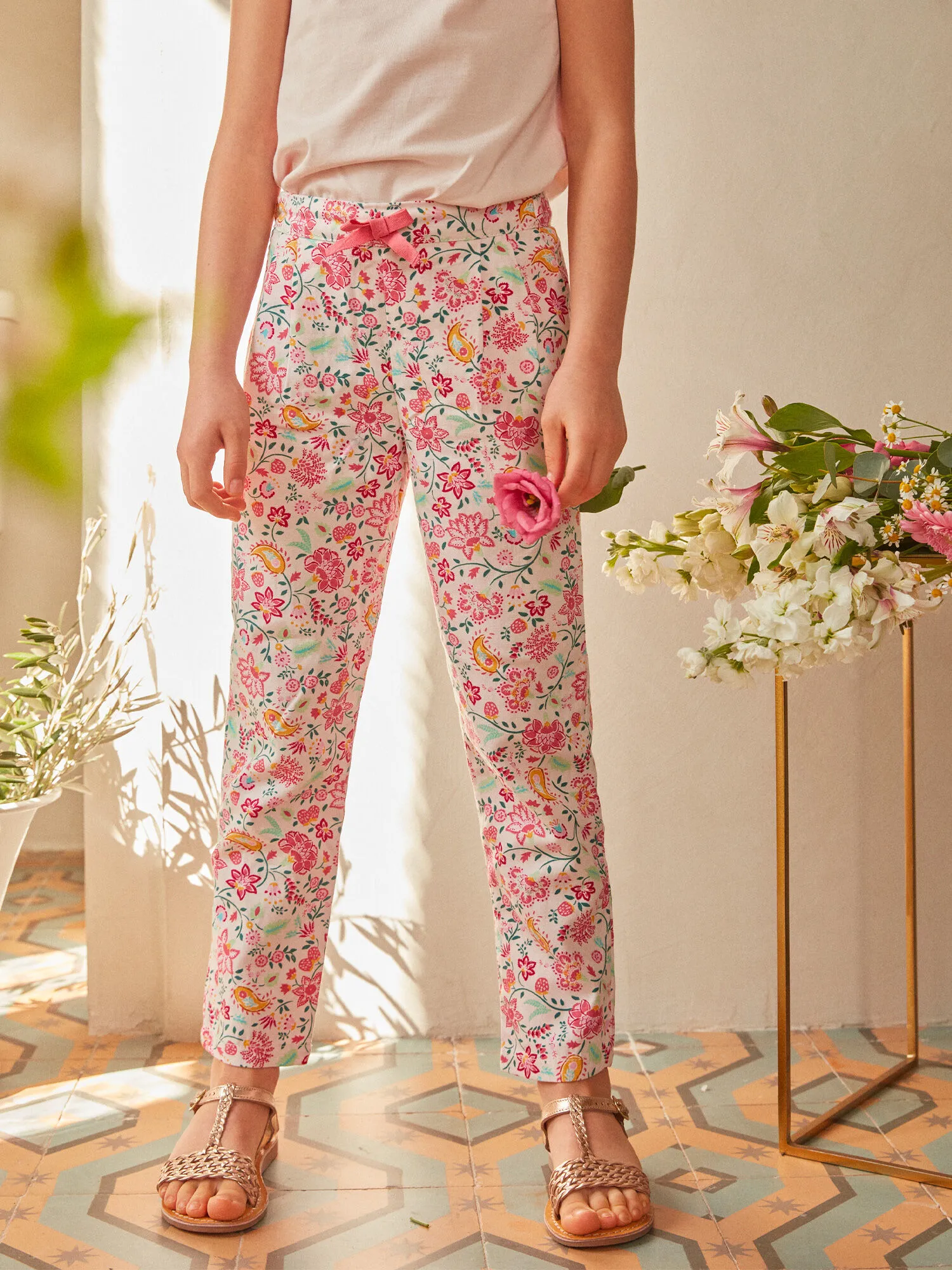 Pantalon souple fleuri