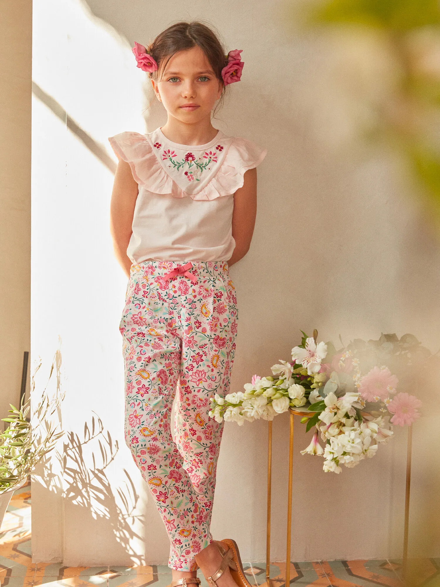 Pantalon souple fleuri