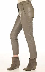 Pantalon Stage taupe Oakwood - La Canadienne - Pantalons / shorts Cuir Taupe