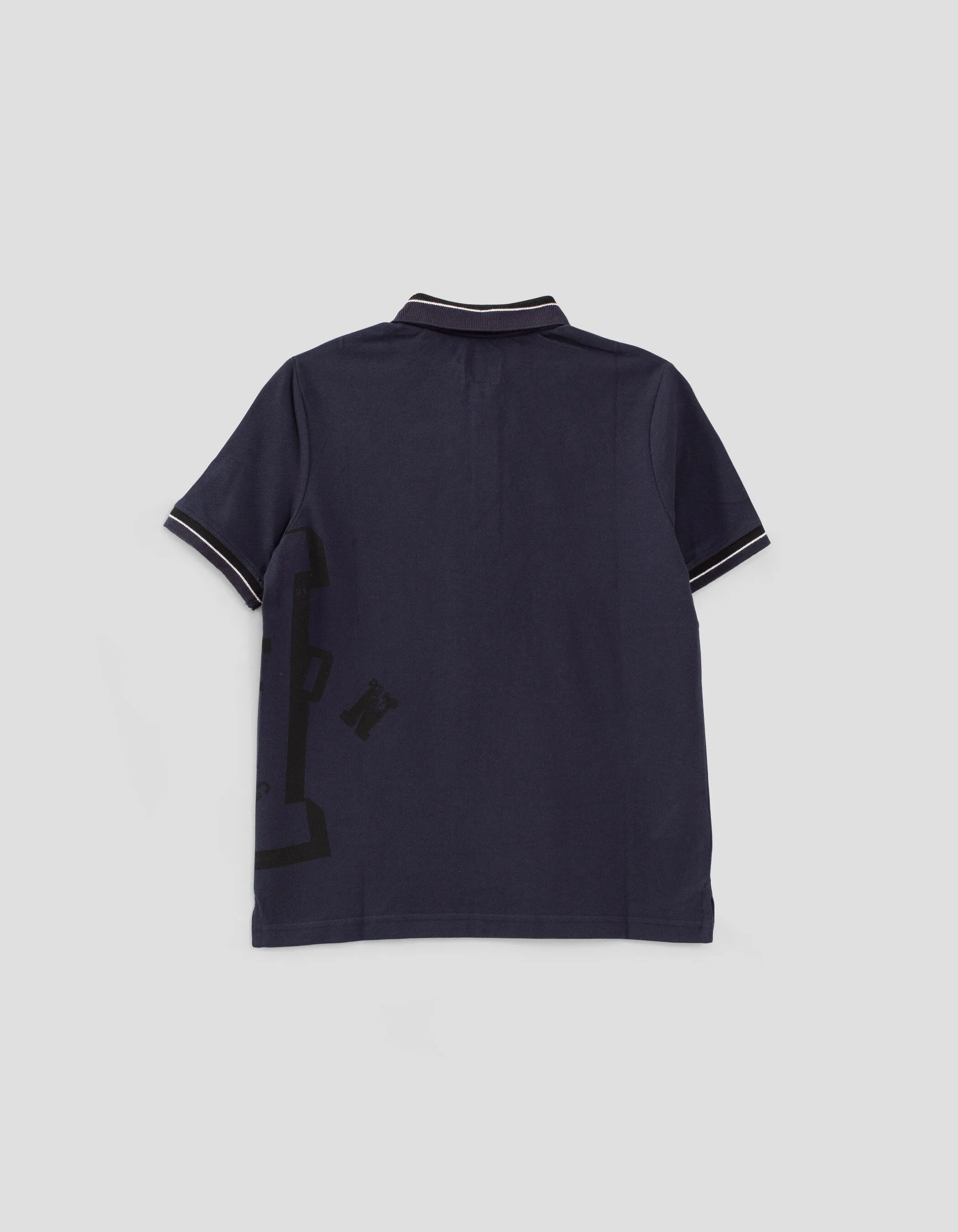 Polo navy marquage noir côté garçon 