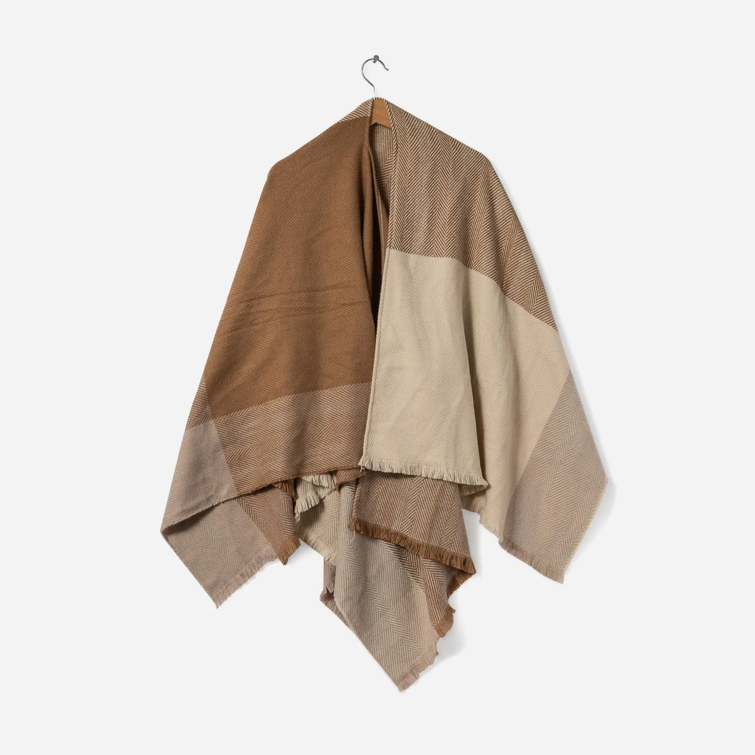 Poncho camel et écru à motif carreaux - Foulards / écharpes Accessoires | ERAM