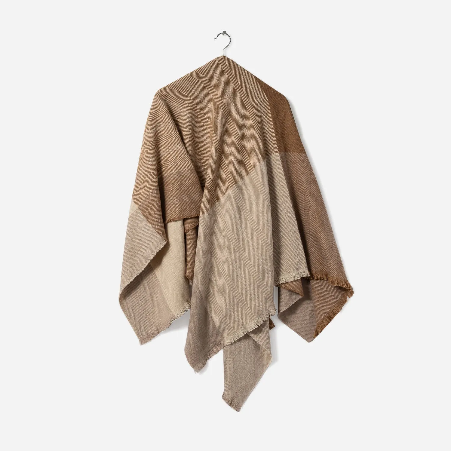 Poncho camel et écru à motif carreaux - Foulards / écharpes Accessoires | ERAM