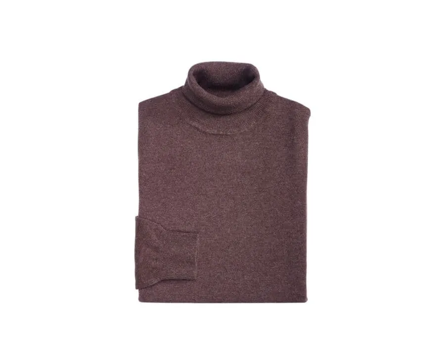 Pull laine homme col roulé Marron Brun Emeric