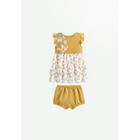 Robe bébé + bloomer en gaze de coton Flamingo - PETIT BEGUIN