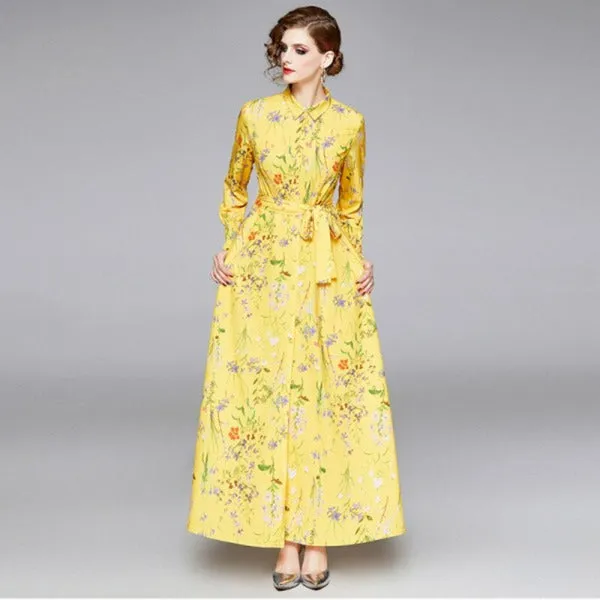 Robe Chemisier Fleurie Jaune