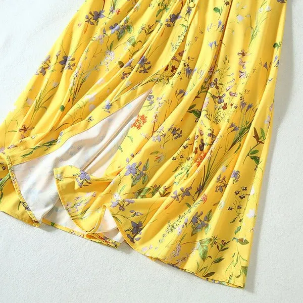 Robe Chemisier Fleurie Jaune