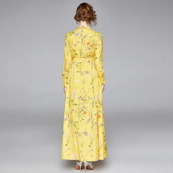 Robe Chemisier Fleurie Jaune