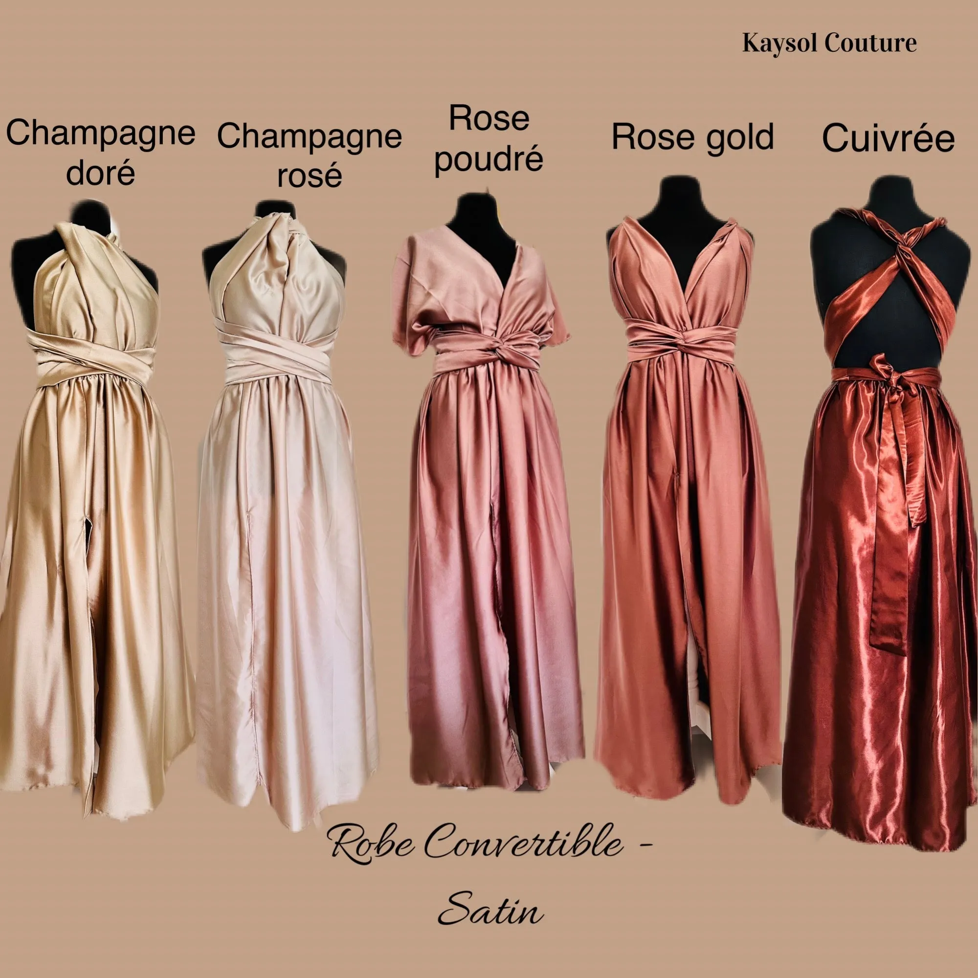 Robe convertible en Satin - Choix Couleur