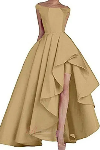 Robe de Bal Triangle Inversé Naturel taille Lacet Satin Chic Ruchés Plongeants