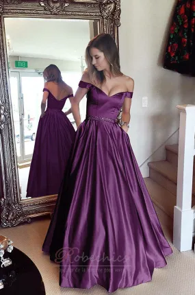 Robe de Soirée aligne Épaule Dégagée Satin Formelle À la masse Haut Bas