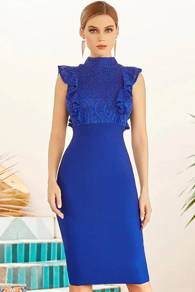 Robe de Soirée Dentelle Bleue