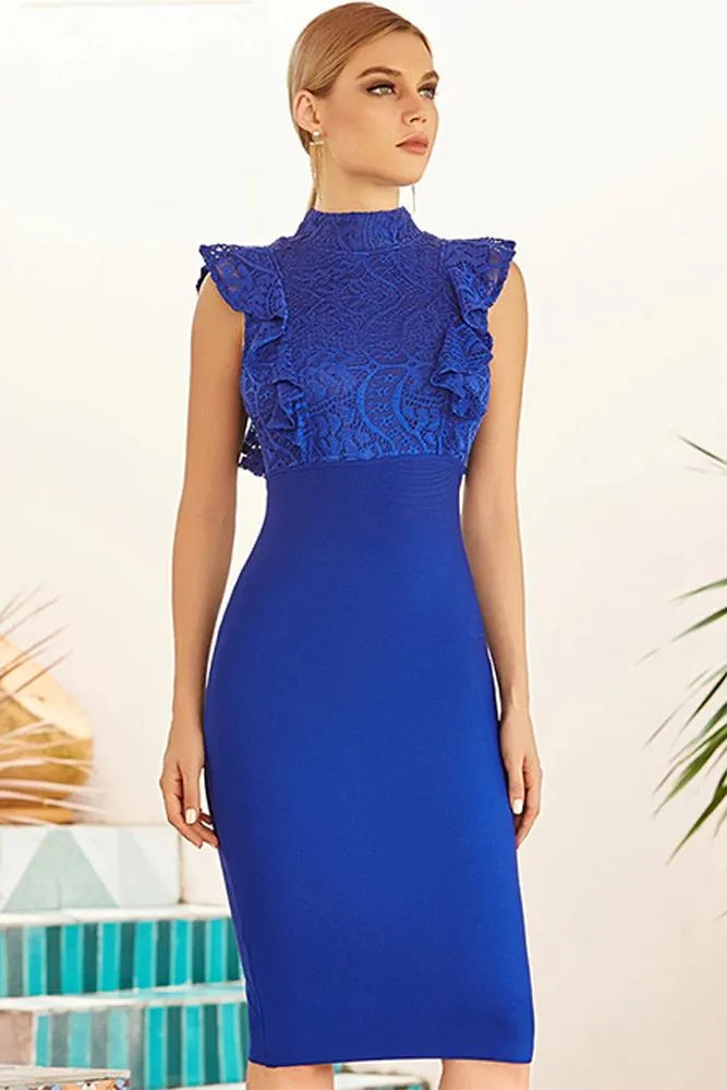 Robe de Soirée Dentelle Bleue