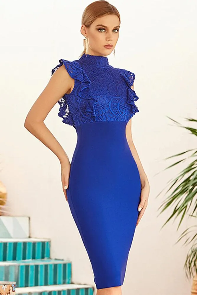 Robe de Soirée Dentelle Bleue