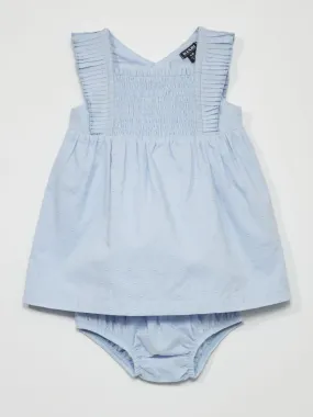 Robe en voile de coton + culotte - 2 pièces - Bleu