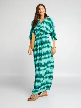 Robe longue de plage type tie and dye - Vert