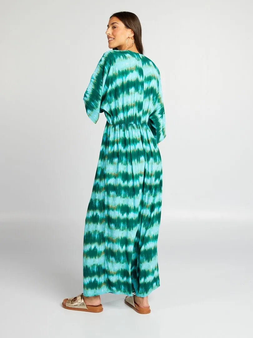 Robe longue de plage type tie and dye - Vert