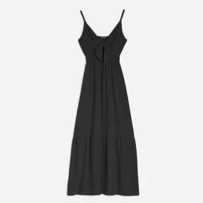 Robe longue TEXTO noire avec nœud  - Eram Accessoires | ERAM