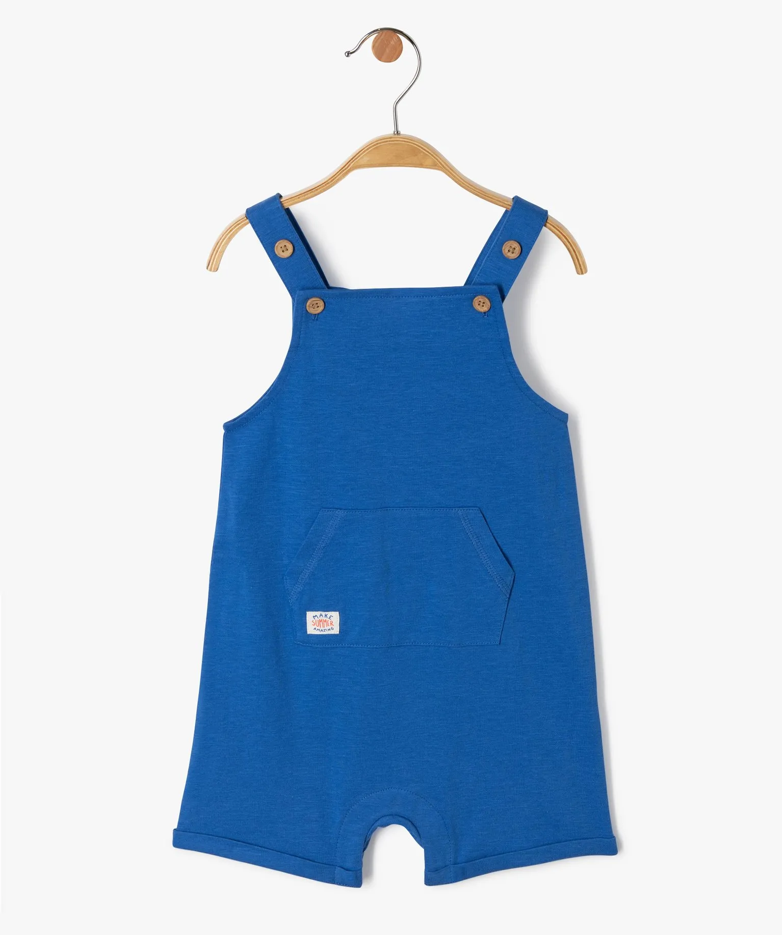 salopette courte bebe garcon en jersey de coton bleu shorts et bermudas