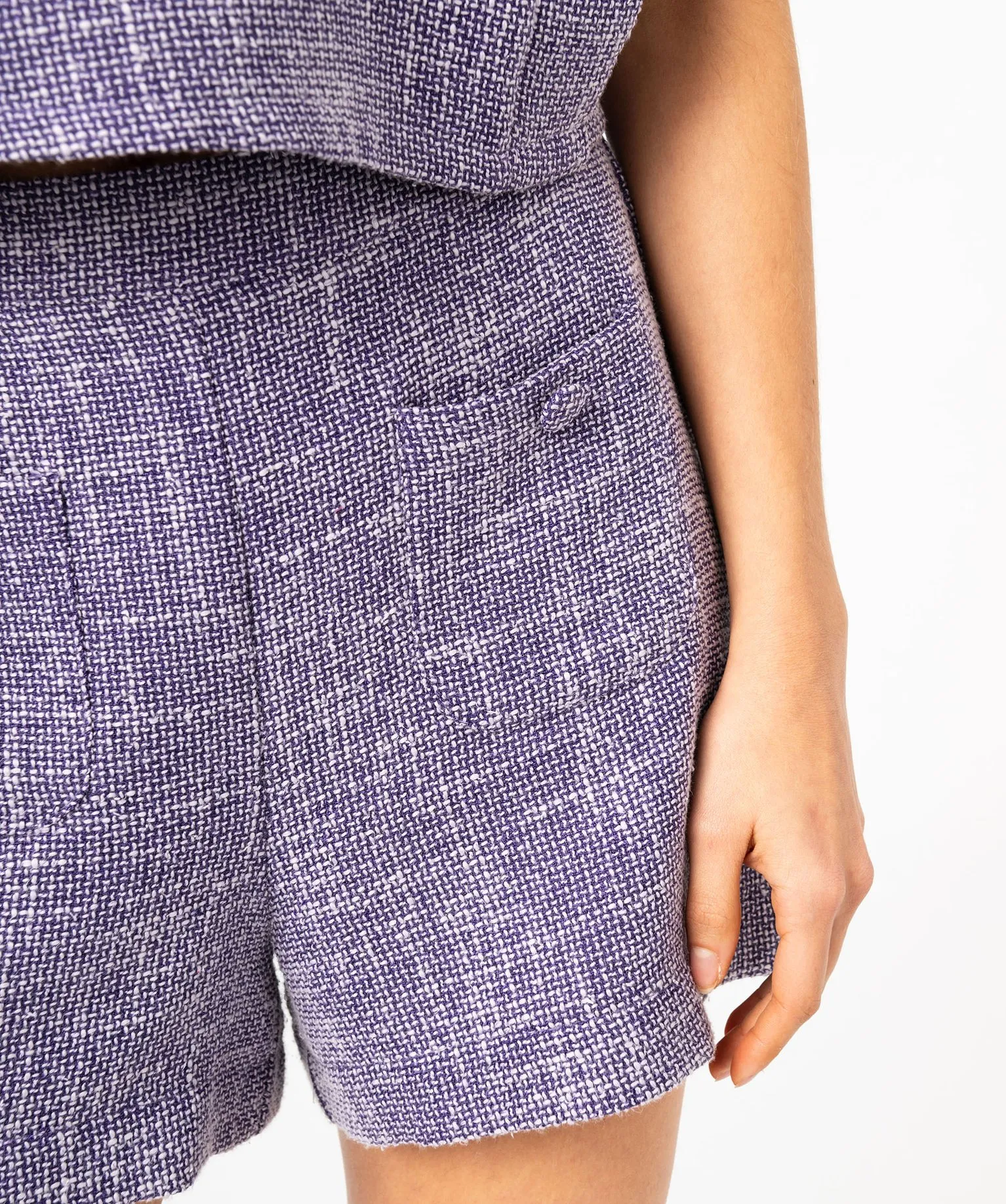 short aspect tweed avec poches sur l¡¯avant femme violet shorts