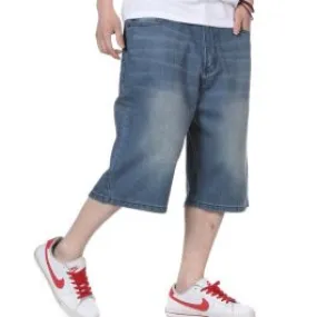 Short Baggy Uni en Denim pour Homme Effet Délavé