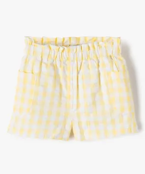 short bebe fille en voile de coton raye jaune shorts