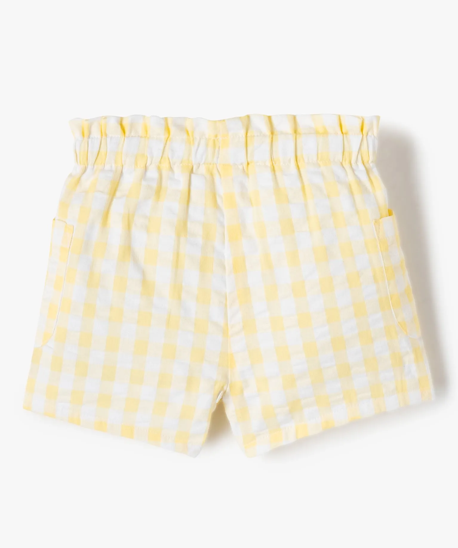 short bebe fille en voile de coton raye jaune shorts