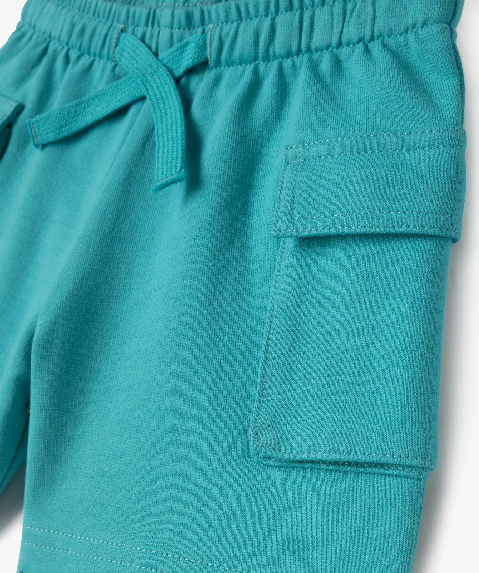 short en maille avec poches a rabat sur les cuisses bebe garcon bleu shorts